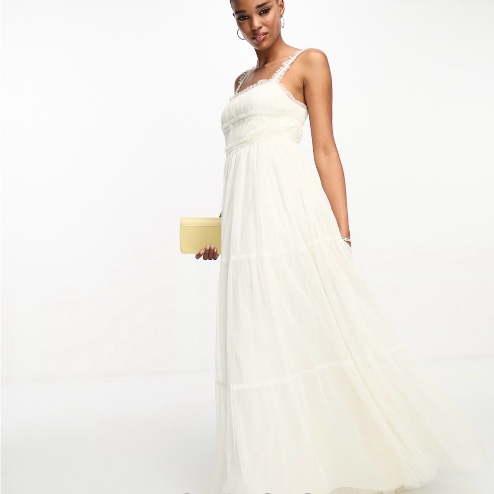 Anaya Bridal ruffle tulle maxi dress